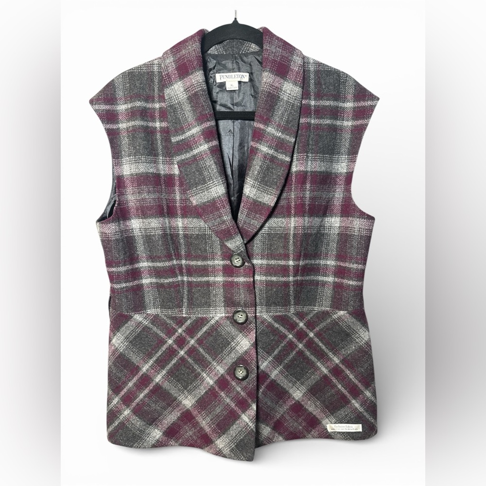 Pendleton‎ Plaid Wool Vest Women’s XL Made in USA Western Equestrian
